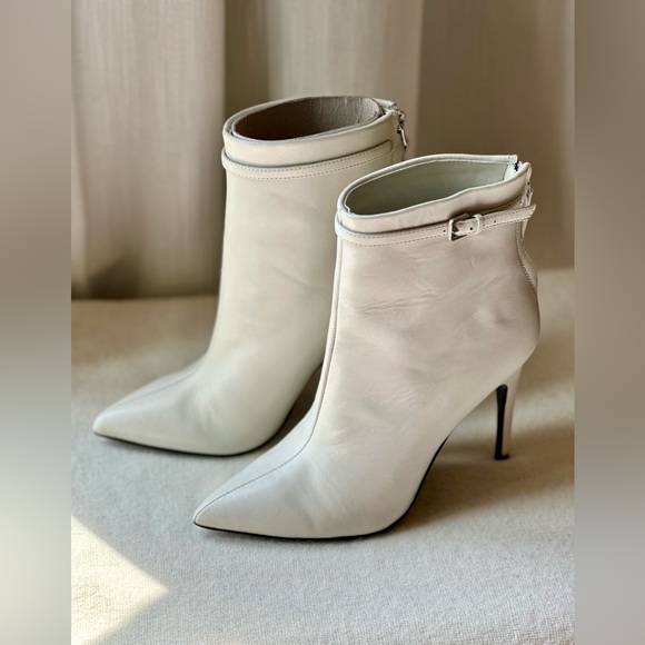 New Authentic Reiss Ashton Leather Off White Ankle Boots - Picture 3 of 7